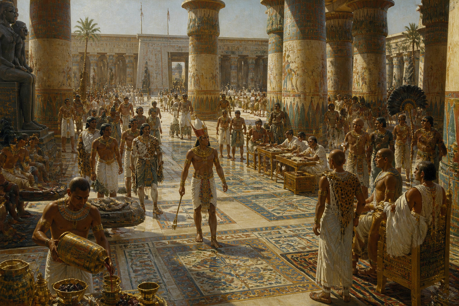 In the regal court of Pi-Ramesses, Merneptah, the thirteenth son of Ramesses II, prepared to ascend the throne. The court was a hub of activity, where ministers… In the regal court of Pi-Ramesses, Merneptah, the thirteenth son of Ramesses II, prepared to ascend the throne. The court was a hub of activity, where ministers…