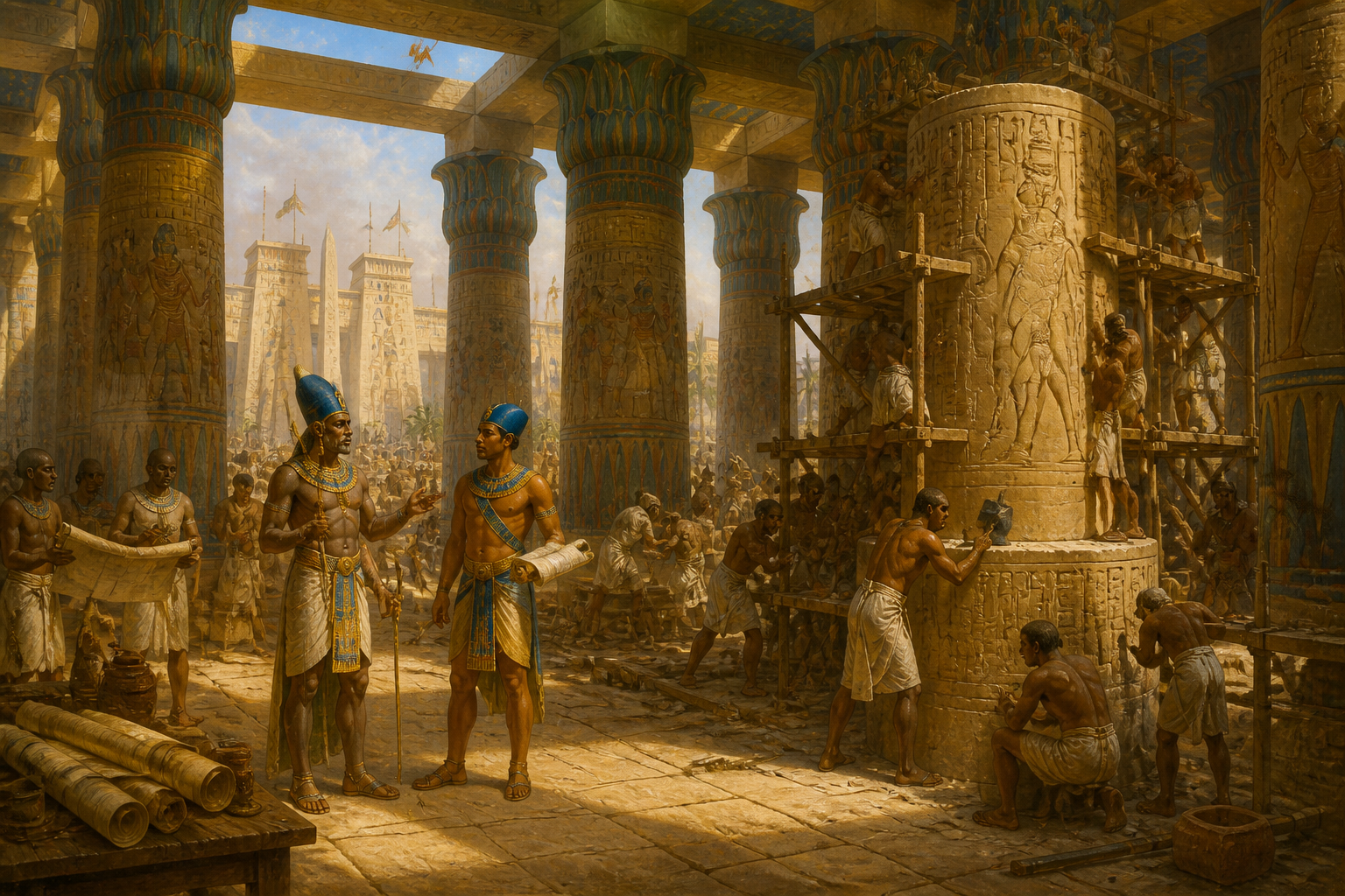 In the heart of Karnak, Seti I oversaw the construction of the Great Hypostyle Hall, an extraordinary architectural feat symbolizing the might and vision of his… In the heart of Karnak, Seti I oversaw the construction of the Great Hypostyle Hall, an extraordinary architectural feat symbolizing the might and vision of his…