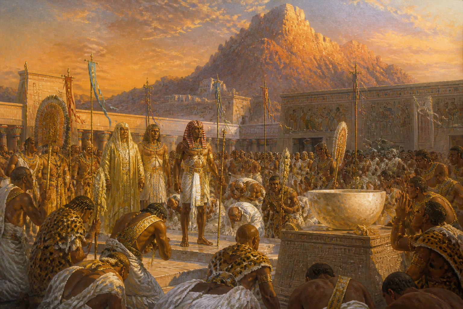 The relentless advance of the Assyrian forces forces Taharqa to retreat to the sanctuary of Napata. In a court assembled beneath the shadow of Jebel Barkal, he… The relentless advance of the Assyrian forces forces Taharqa to retreat to the sanctuary of Napata. In a court assembled beneath the shadow of Jebel Barkal, he…
