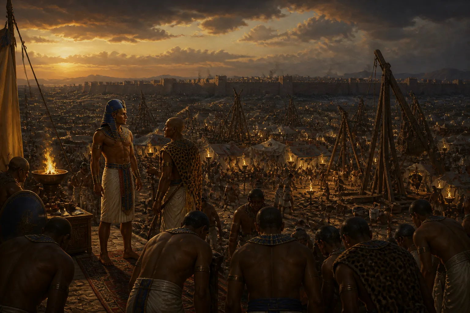 With Megiddo’s gates firmly shut, Thutmose III issues the order to lay siege. His army swiftly sets to work, creating a sprawling encampment that completely… With Megiddo’s gates firmly shut, Thutmose III issues the order to lay siege. His army swiftly sets to work, creating a sprawling encampment that completely…