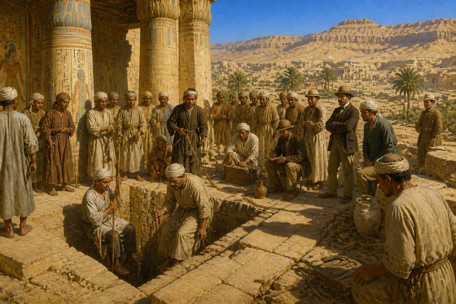 In a narrow courtyard at Deir el-Bahri, a transformative secret is revealed. Here, beneath the towering limestone cliffs, the Abd el-Rassul brothers have… In a narrow courtyard at Deir el-Bahri, a transformative secret is revealed. Here, beneath the towering limestone cliffs, the Abd el-Rassul brothers have…