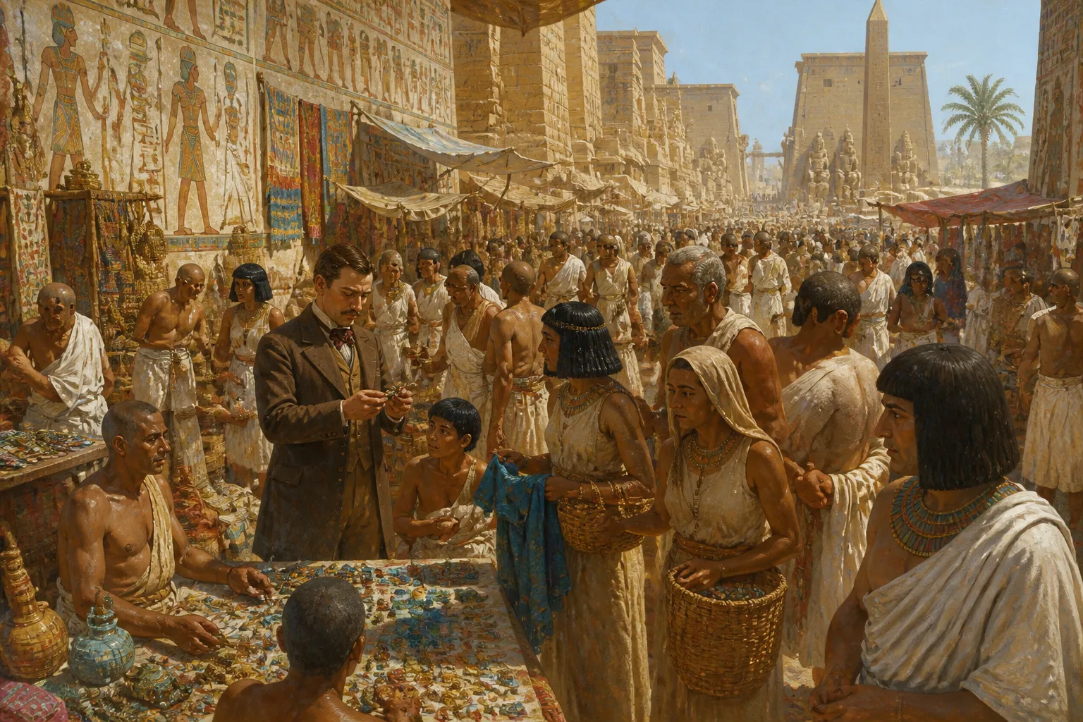 The bustling marketplace of Luxor is a symphony of vibrant chatter and the aromatic allure of spices. The air is thick with the rich scent of cardamom and… The bustling marketplace of Luxor is a symphony of vibrant chatter and the aromatic allure of spices. The air is thick with the rich scent of cardamom and…