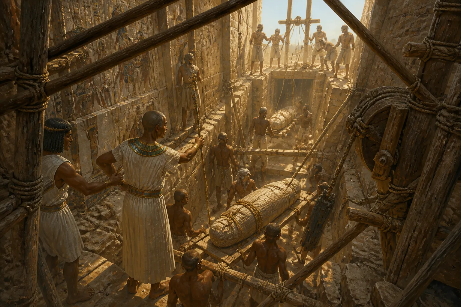 In a tense race against potential tomb robbers, Brugsch takes command as the delicate process of removing the mummies commences. In a tense race against potential tomb robbers, Brugsch takes command as the delicate process of removing the mummies commences.