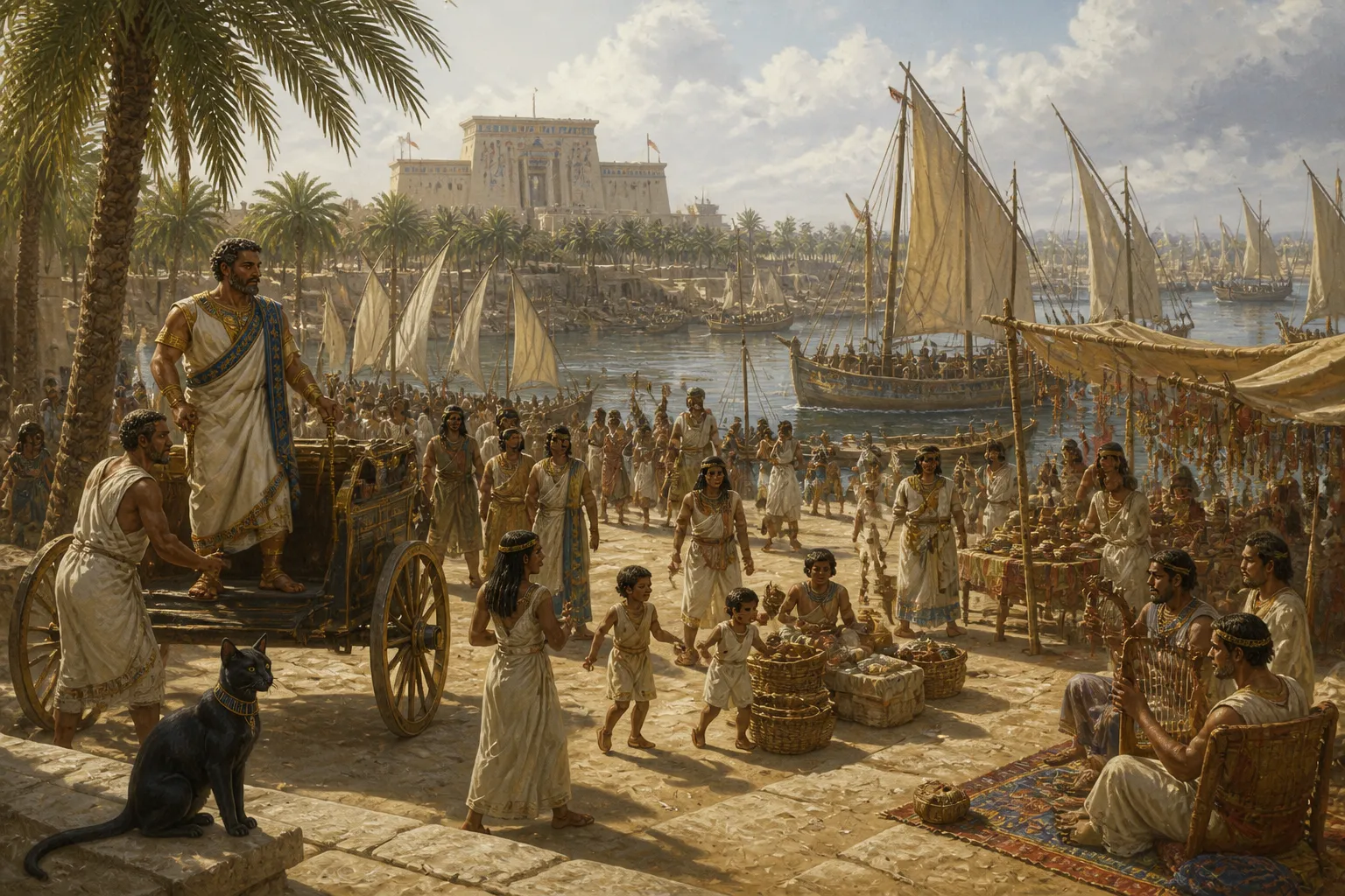 Cada año, los peregrinos atravesaban el Delta del Nilo para honrar a Bastet en Bubastis, sus barcos construidos con juncos y adornados con velas vibrantes y… Cada año, los peregrinos atravesaban el Delta del Nilo para honrar a Bastet en Bubastis, sus barcos construidos con juncos y adornados con velas vibrantes y…