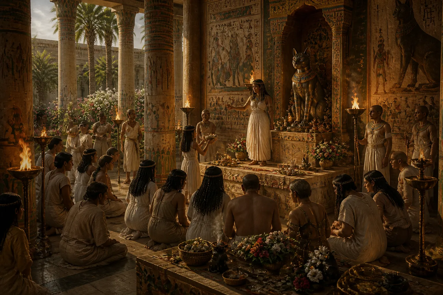 La influencia de Bastet se extendía mucho más allá de la ciudad de Bubastis, llegando a los corazones de los devotos en todo Egipto. La influencia de Bastet se extendía mucho más allá de la ciudad de Bubastis, llegando a los corazones de los devotos en todo Egipto.