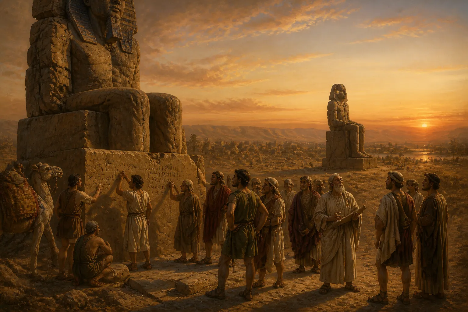 In the year 27 BC, the northern Colossus of Memnon transformed into an acoustic marvel due to a catastrophic earthquake. In the year 27 BC, the northern Colossus of Memnon transformed into an acoustic marvel due to a catastrophic earthquake.