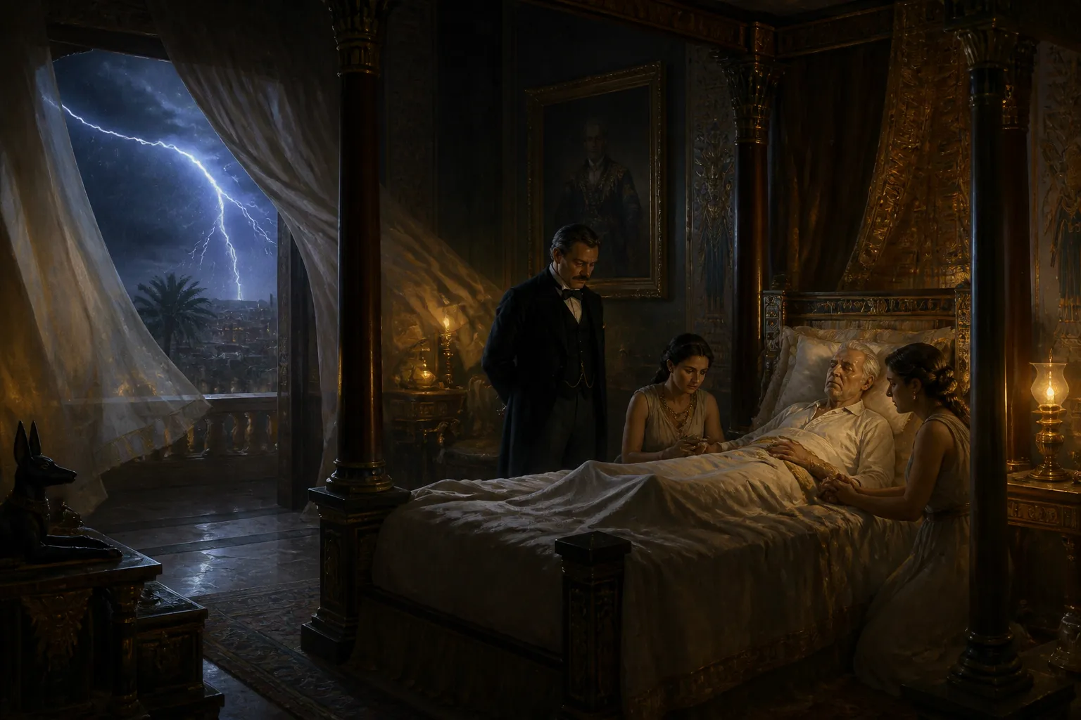 The grandiose setting of Lord Carnarvon's estate is a tapestry of elegance and opulence, filled with the muted hum of concerned whispers. The grandiose setting of Lord Carnarvon's estate is a tapestry of elegance and opulence, filled with the muted hum of concerned whispers.