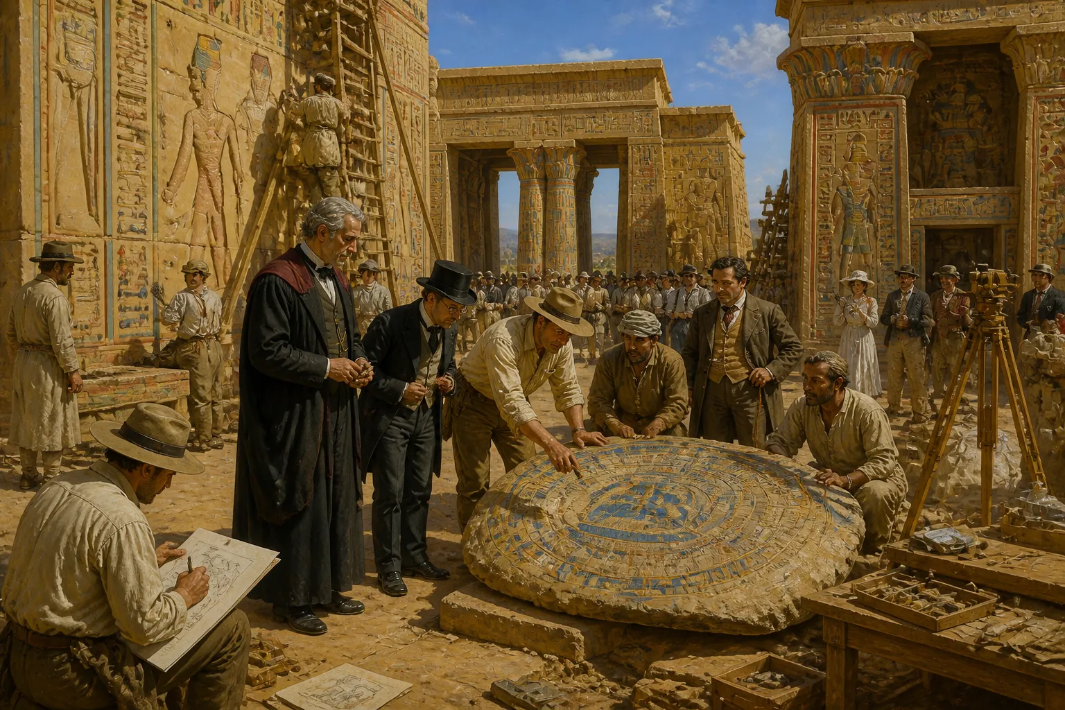 Jahrzehnte später pulsiert der Dendera-Tempel, ein Eckpfeiler des historischen Erbes Ägyptens, erneut mit Leben, während die Restaurierungsbemühungen… Jahrzehnte später pulsiert der Dendera-Tempel, ein Eckpfeiler des historischen Erbes Ägyptens, erneut mit Leben, während die Restaurierungsbemühungen…