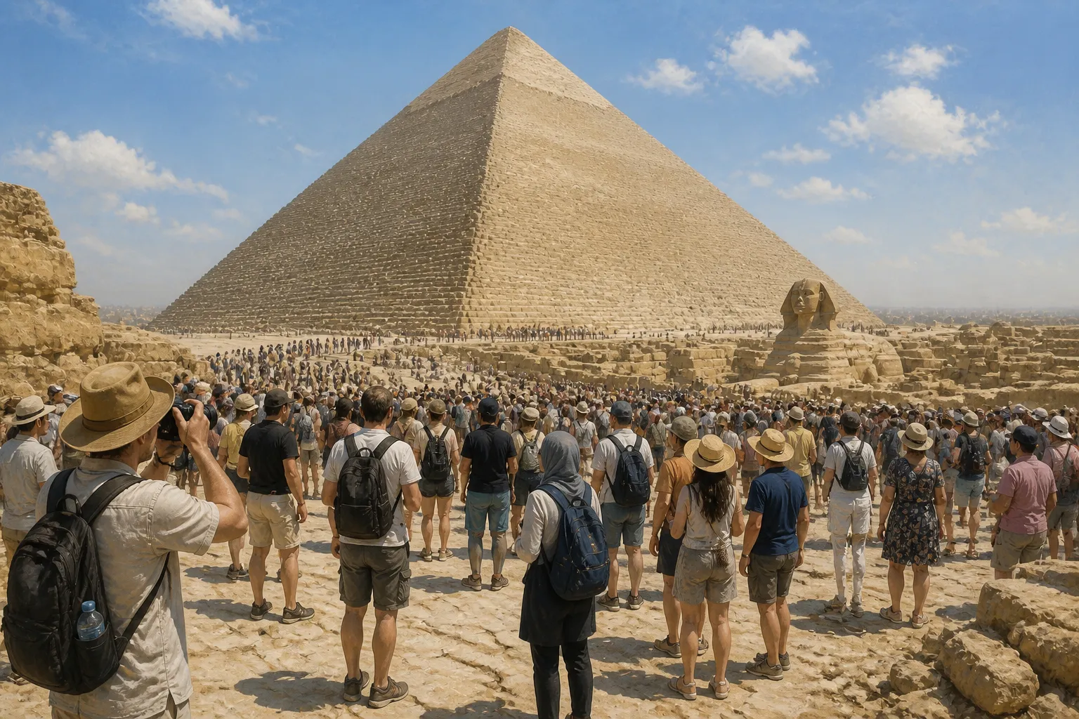 Heute stehen Millionen vor der Großen Pyramide und bestaunen ihre zeitlose Größe. Das Monument, obwohl seiner ursprünglichen glänzenden Verkleidungssteine… Heute stehen Millionen vor der Großen Pyramide und bestaunen ihre zeitlose Größe. Das Monument, obwohl seiner ursprünglichen glänzenden Verkleidungssteine…
