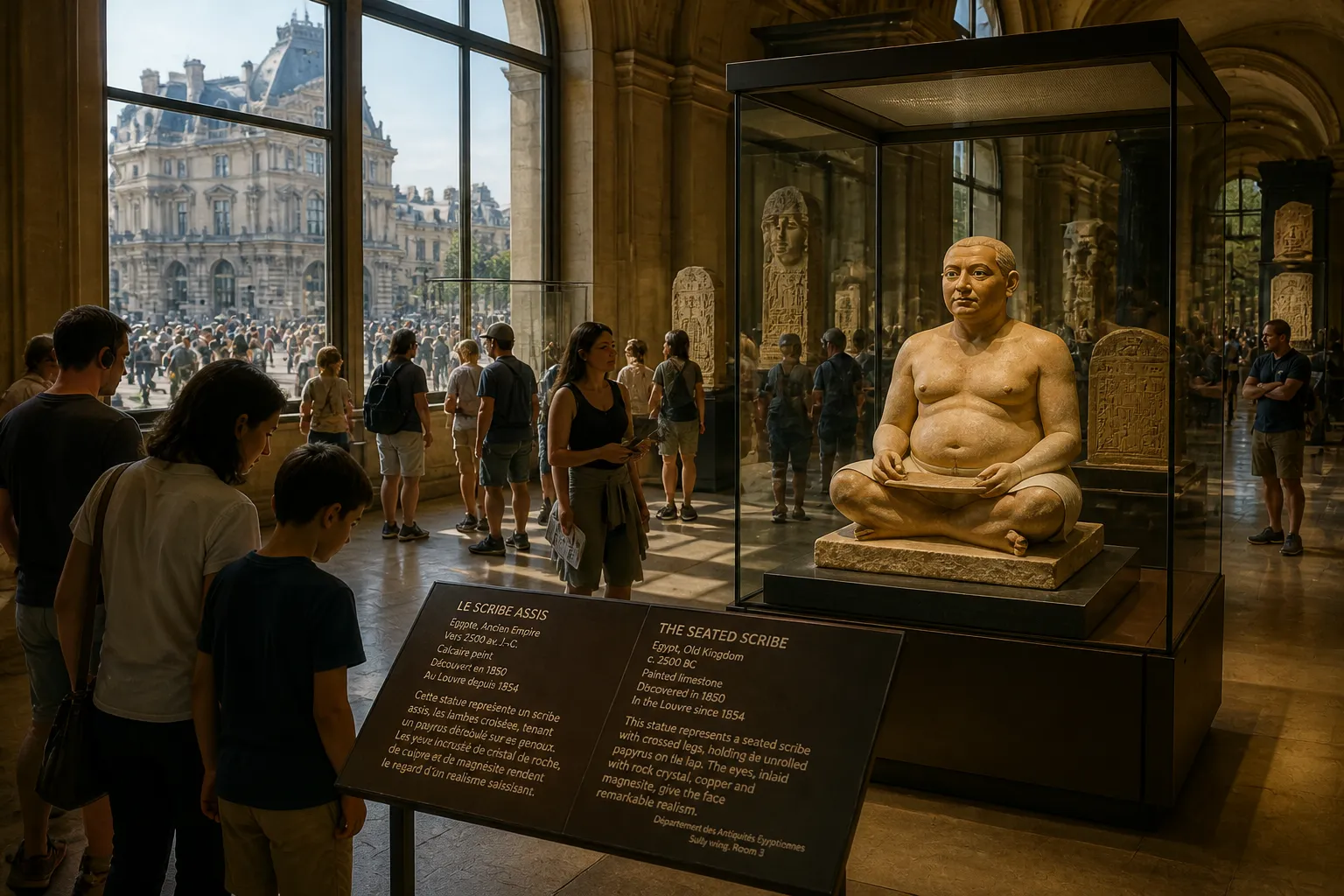 Centuries after its creation, The Seated Scribe finds its home in Paris, within the protective embrace of the Louvre. Here, amidst elegant marble floors and… Centuries after its creation, The Seated Scribe finds its home in Paris, within the protective embrace of the Louvre. Here, amidst elegant marble floors and…