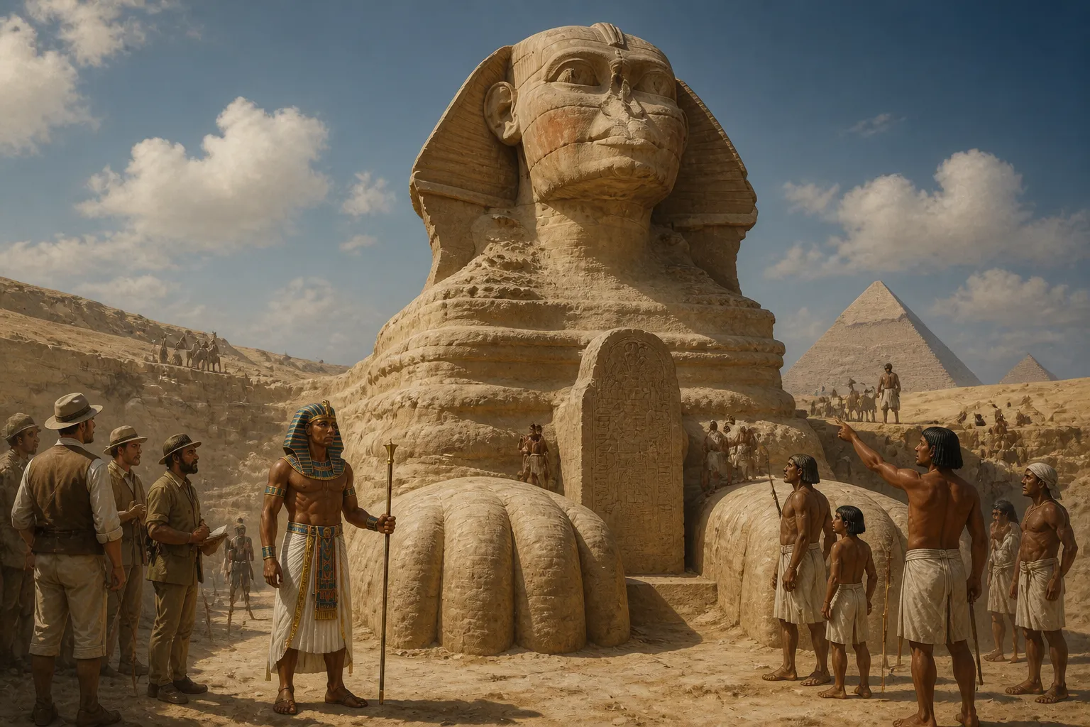 Tra le sabbie dorate di Giza, la Grande Sfinge si erge, una sentinella dell'antico Egitto e dei misteri che custodisce. Un tempo, era sepolta fino alle spalle… Tra le sabbie dorate di Giza, la Grande Sfinge si erge, una sentinella dell'antico Egitto e dei misteri che custodisce. Un tempo, era sepolta fino alle spalle…