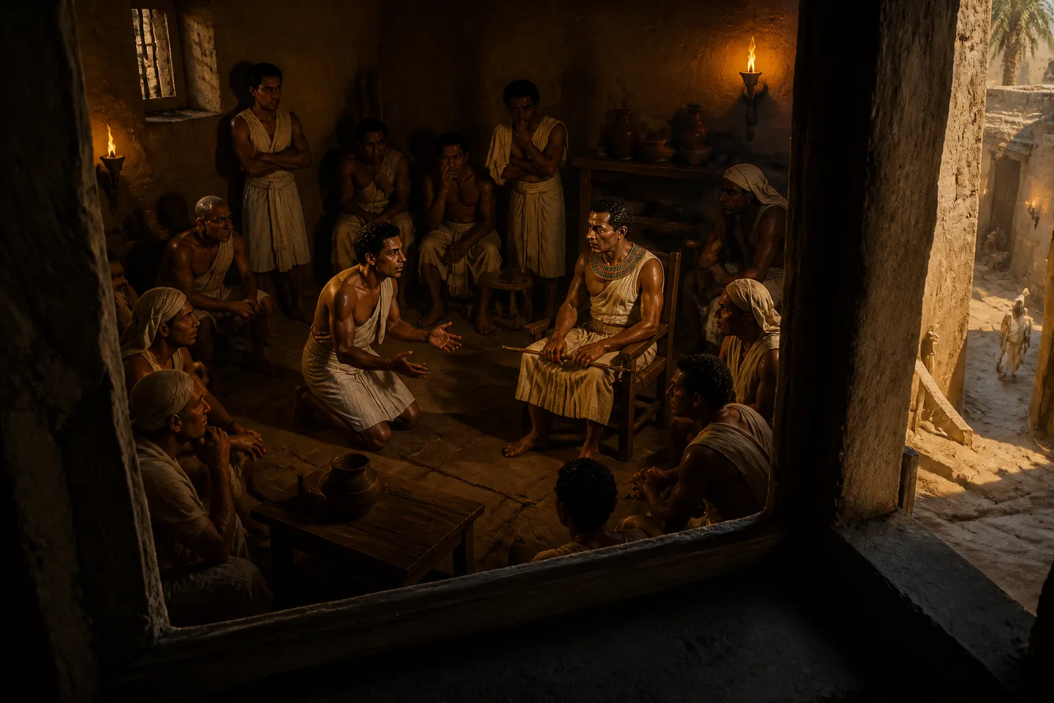 Amid the limestone cliffs of Deir el-Medina, whispers of dissent ripple through the cramped dwellings. Inside a modest mud-brick house, Amennakht meets with his… Amid the limestone cliffs of Deir el-Medina, whispers of dissent ripple through the cramped dwellings. Inside a modest mud-brick house, Amennakht meets with his…