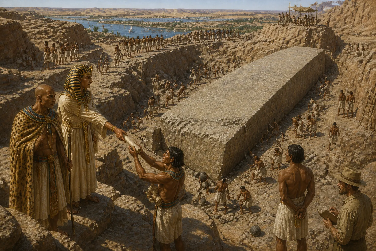 Innerhalb der sonnenbeschienenen Weite des Granitbruchs von Assuan ruht eine kolossale Figur in ewiger Stille. Der Unvollendete Obelisk, der dazu bestimmt war… Innerhalb der sonnenbeschienenen Weite des Granitbruchs von Assuan ruht eine kolossale Figur in ewiger Stille. Der Unvollendete Obelisk, der dazu bestimmt war…
