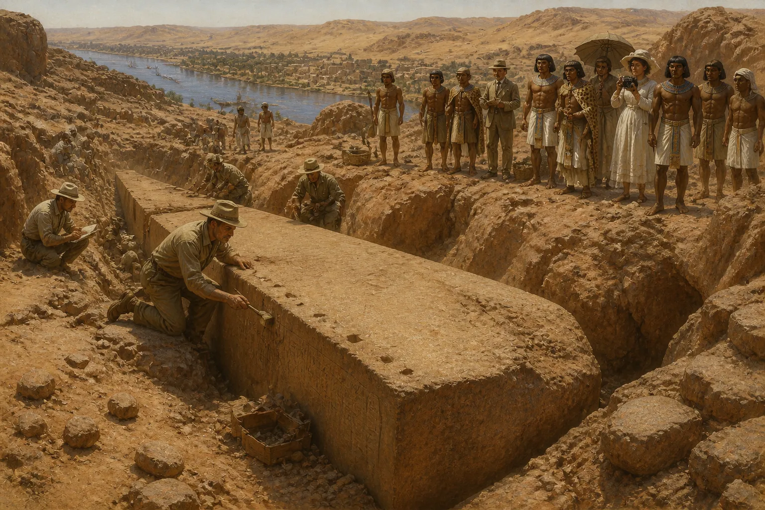 In der Mitte des 20. Jahrhunderts wurde der unvollendete Obelisk von einem entschlossenen Team von Archäologen wieder ins Rampenlicht gerückt. In der Mitte des 20. Jahrhunderts wurde der unvollendete Obelisk von einem entschlossenen Team von Archäologen wieder ins Rampenlicht gerückt.