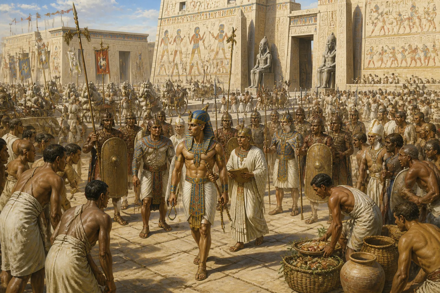 Der große Tempelkomplex von Medinet Habu atmet mit dem Rhythmus der Vorbereitung, eine Symphonie menschlichen und göttlichen Strebens. Der große Tempelkomplex von Medinet Habu atmet mit dem Rhythmus der Vorbereitung, eine Symphonie menschlichen und göttlichen Strebens.