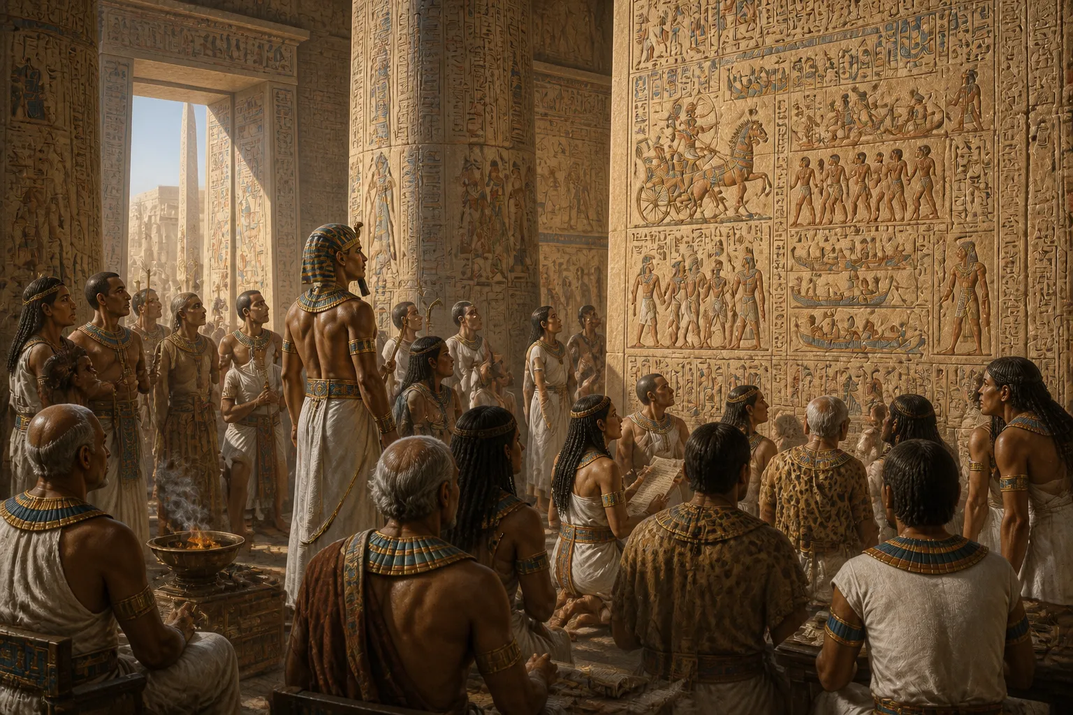 Jahre nach der Schlacht bleibt das Vermächtnis des Sieges am Nildelta im kollektiven Gedächtnis Ägyptens bestehen. In den ehrwürdigen Hallen von Medinet Habu… Jahre nach der Schlacht bleibt das Vermächtnis des Sieges am Nildelta im kollektiven Gedächtnis Ägyptens bestehen. In den ehrwürdigen Hallen von Medinet Habu…