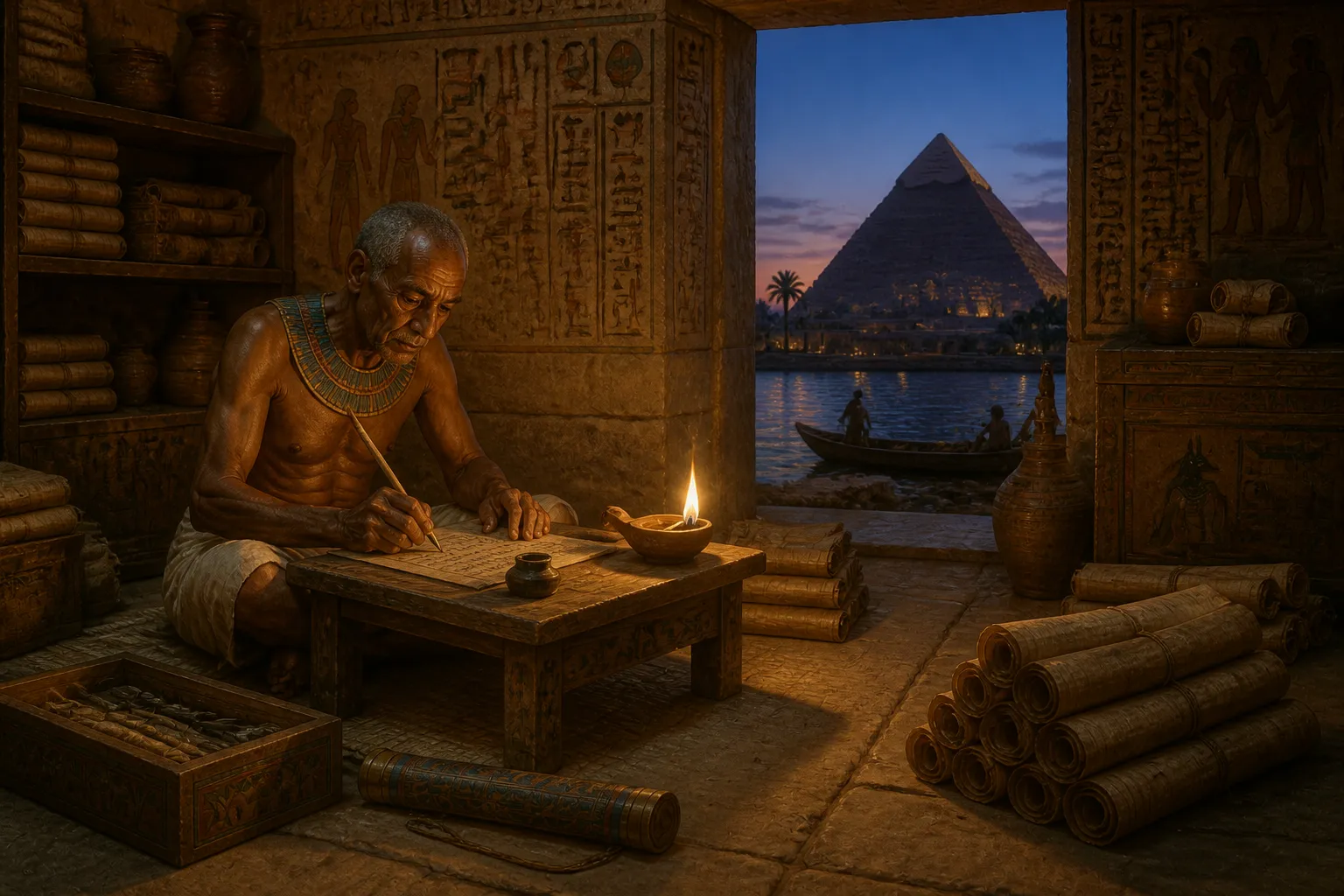 As dynasties rose and fell across Egypt's sweeping historical stage, the hieratic script endured, steadfast and unyielding. As dynasties rose and fell across Egypt's sweeping historical stage, the hieratic script endured, steadfast and unyielding.