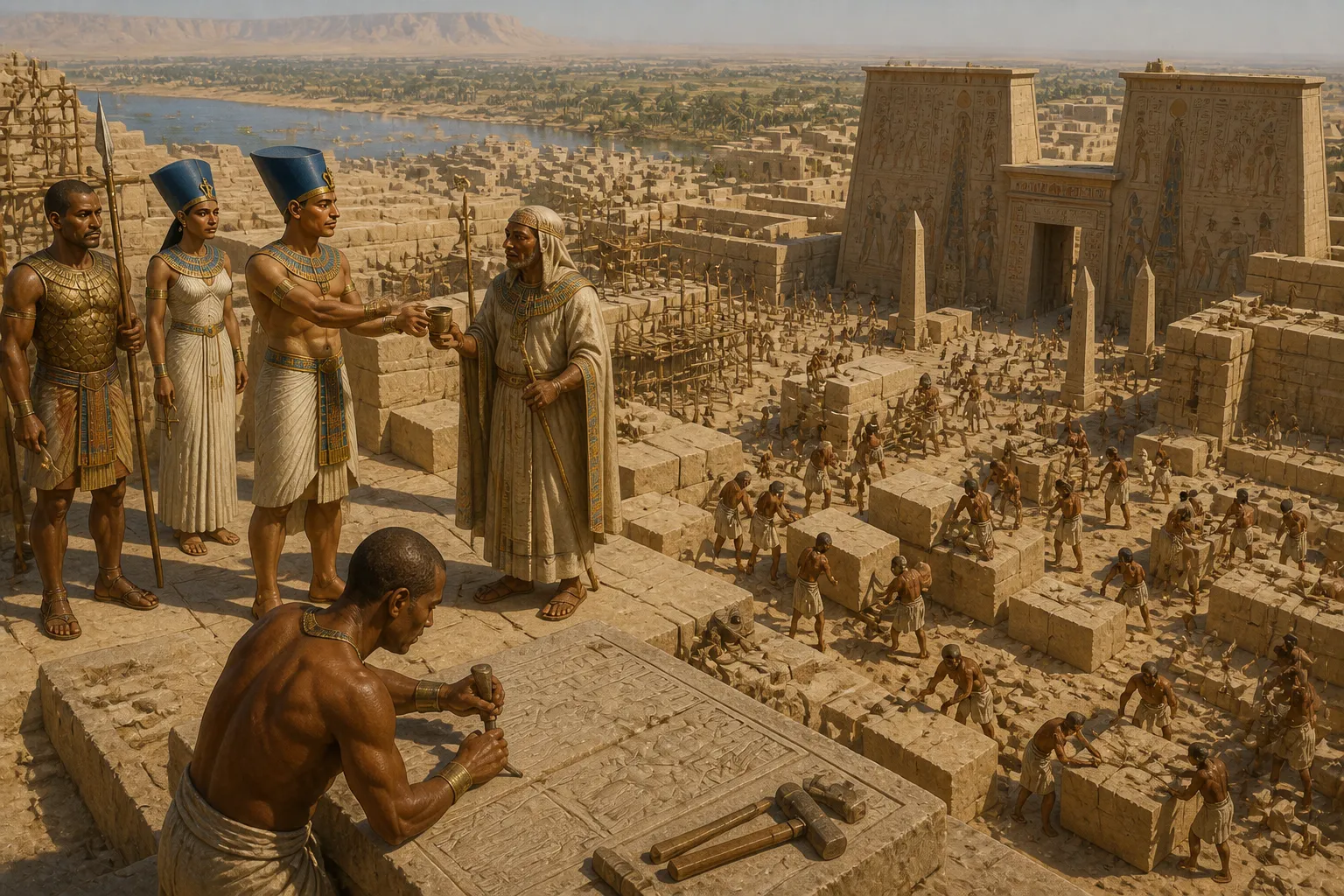 The Great Temple of Aten, a monumental embodiment of Akhenaten's visionary zeal, rapidly ascended from the desert sands. The Great Temple of Aten, a monumental embodiment of Akhenaten's visionary zeal, rapidly ascended from the desert sands.