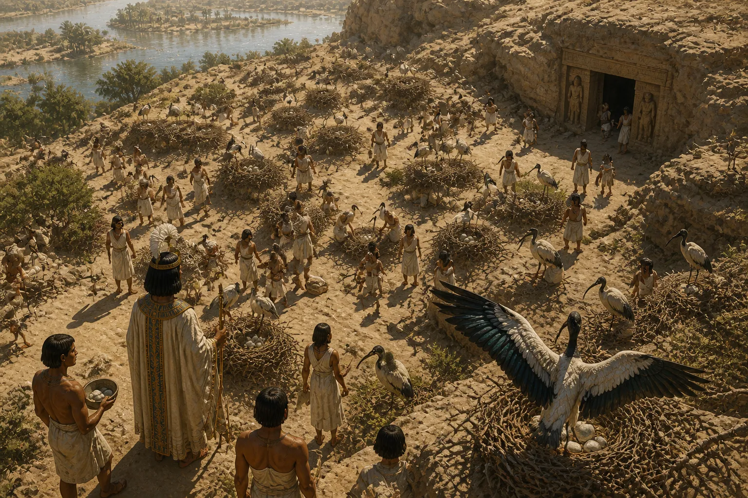 In the ancient, sacred grounds of Tuna el-Gebel, the ibis rookeries stand as a living symbol of Thoth's omnipresence and wisdom. In the ancient, sacred grounds of Tuna el-Gebel, the ibis rookeries stand as a living symbol of Thoth's omnipresence and wisdom.
