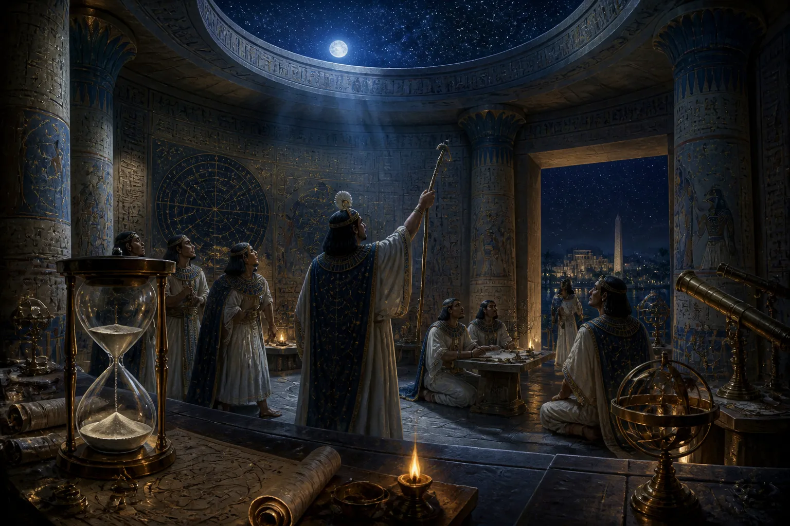 In the sacred precincts of Thoth's temple at Hermopolis, the celestial sphere unfolded its mysteries, with Thoth revered as the keeper of time. In the sacred precincts of Thoth's temple at Hermopolis, the celestial sphere unfolded its mysteries, with Thoth revered as the keeper of time.