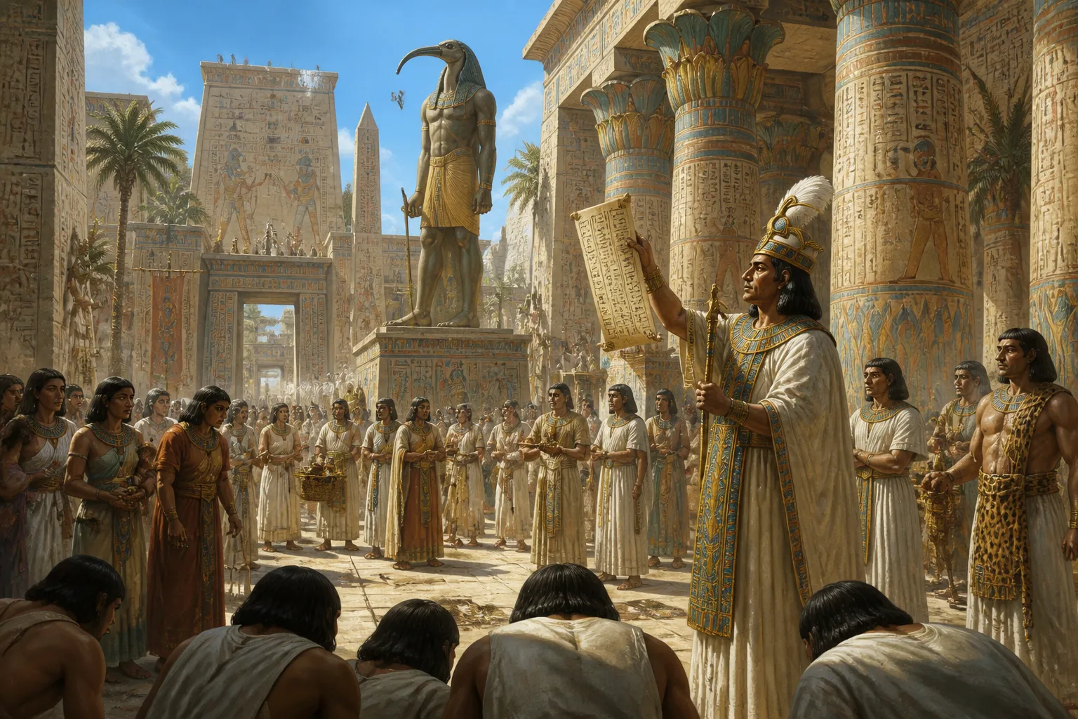In the sacred precincts of Hermopolis, wisdom seekers from across the known world gathered to seek Thoth's counsel. The open courtyard of the temple was alive… In the sacred precincts of Hermopolis, wisdom seekers from across the known world gathered to seek Thoth's counsel. The open courtyard of the temple was alive…