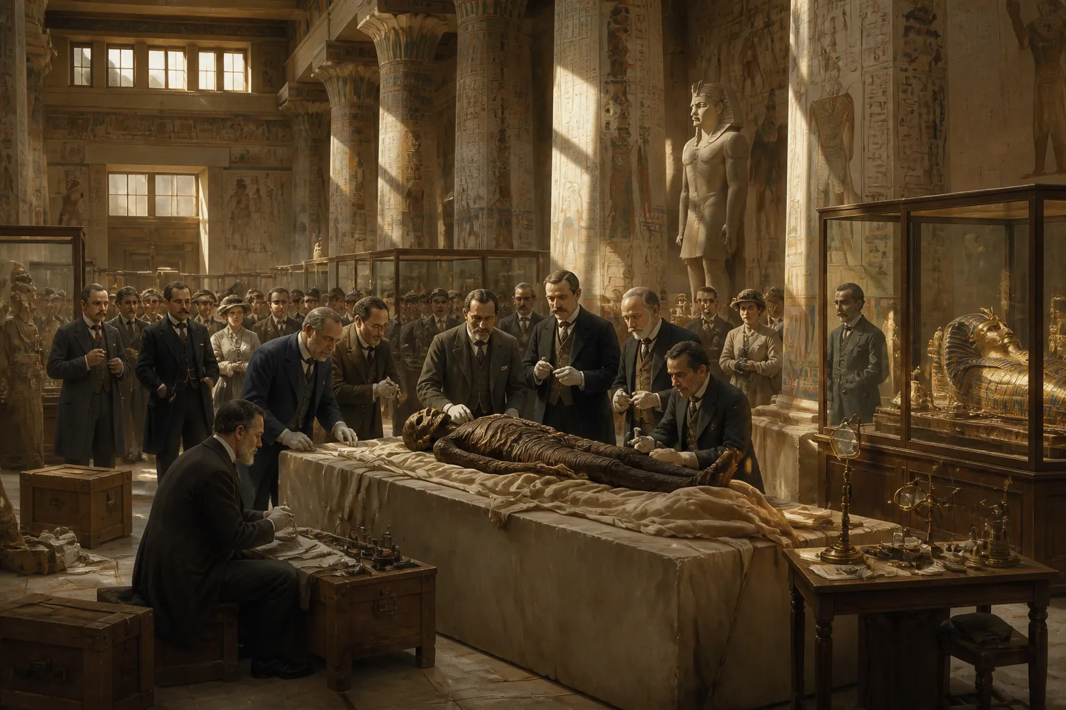 En el bullicioso salón del Museo de El Cairo, entre columnas imponentes y susurros apagados, el momento es eléctrico. Un equipo de anatomistas, con sus… En el bullicioso salón del Museo de El Cairo, entre columnas imponentes y susurros apagados, el momento es eléctrico. Un equipo de anatomistas, con sus…