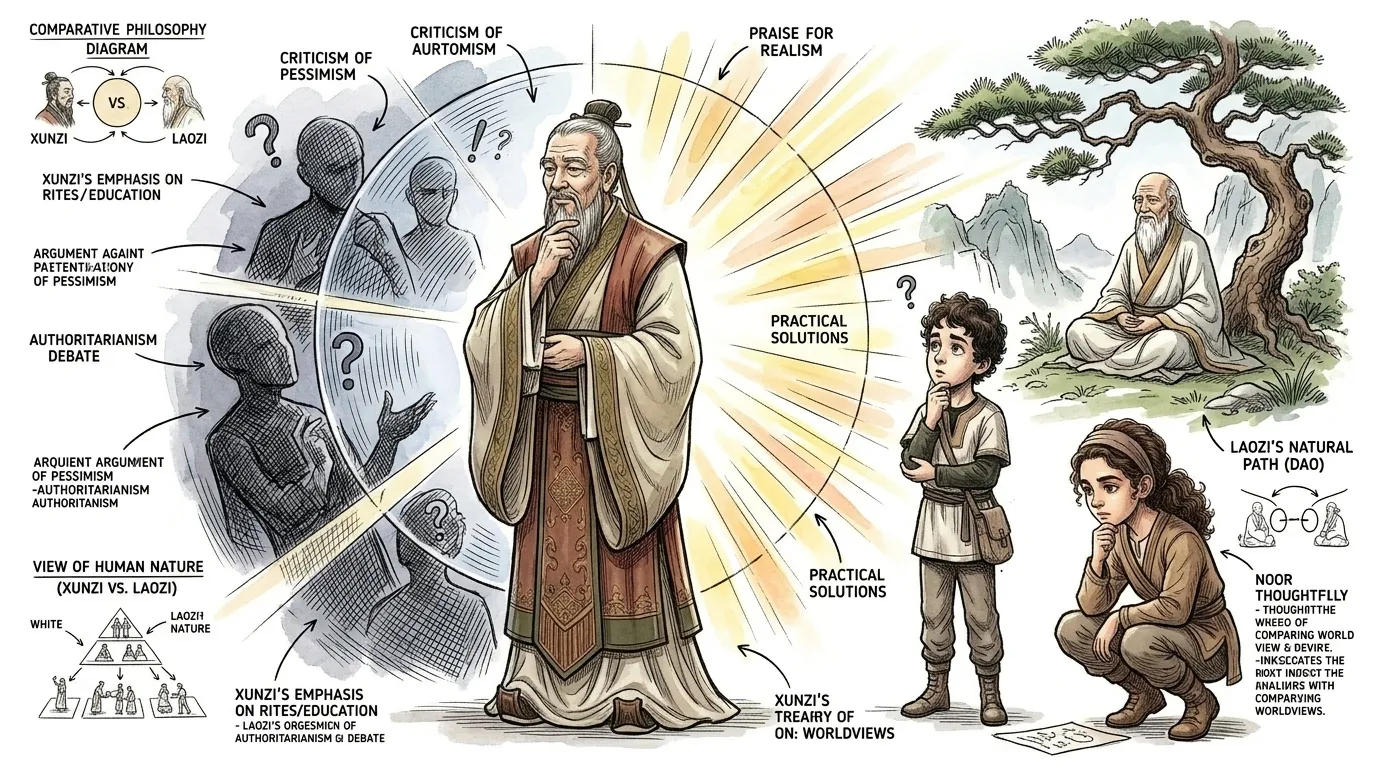 荀子的哲学因其对人性的悲观看法而受到批评。一些人认为,它低估了人天生的善良和同情心。另一些人则指出,他强调礼仪和法律可能会导致威权主义。 荀子的哲学因其对人性的悲观看法而受到批评。一些人认为,它低估了人天生的善良和同情心。另一些人则指出,他强调礼仪和法律可能会导致威权主义。
