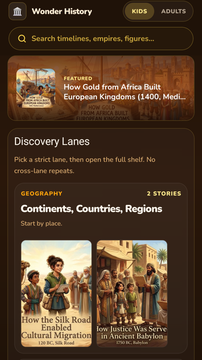 The app — library shelves