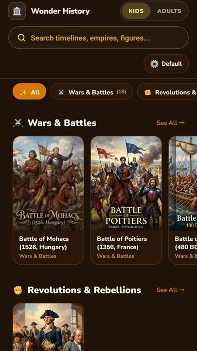 The app — a shelf of books