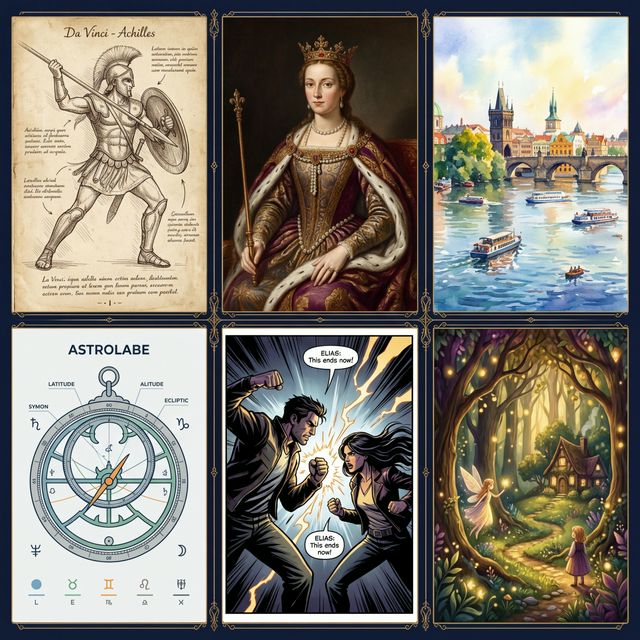 A range of art styles used across books